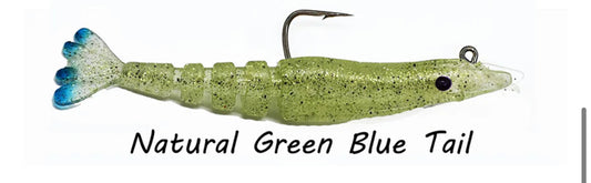 Marker 54 Natural Green Blue Tail  Prawnlets 4 pack 2.5Inch