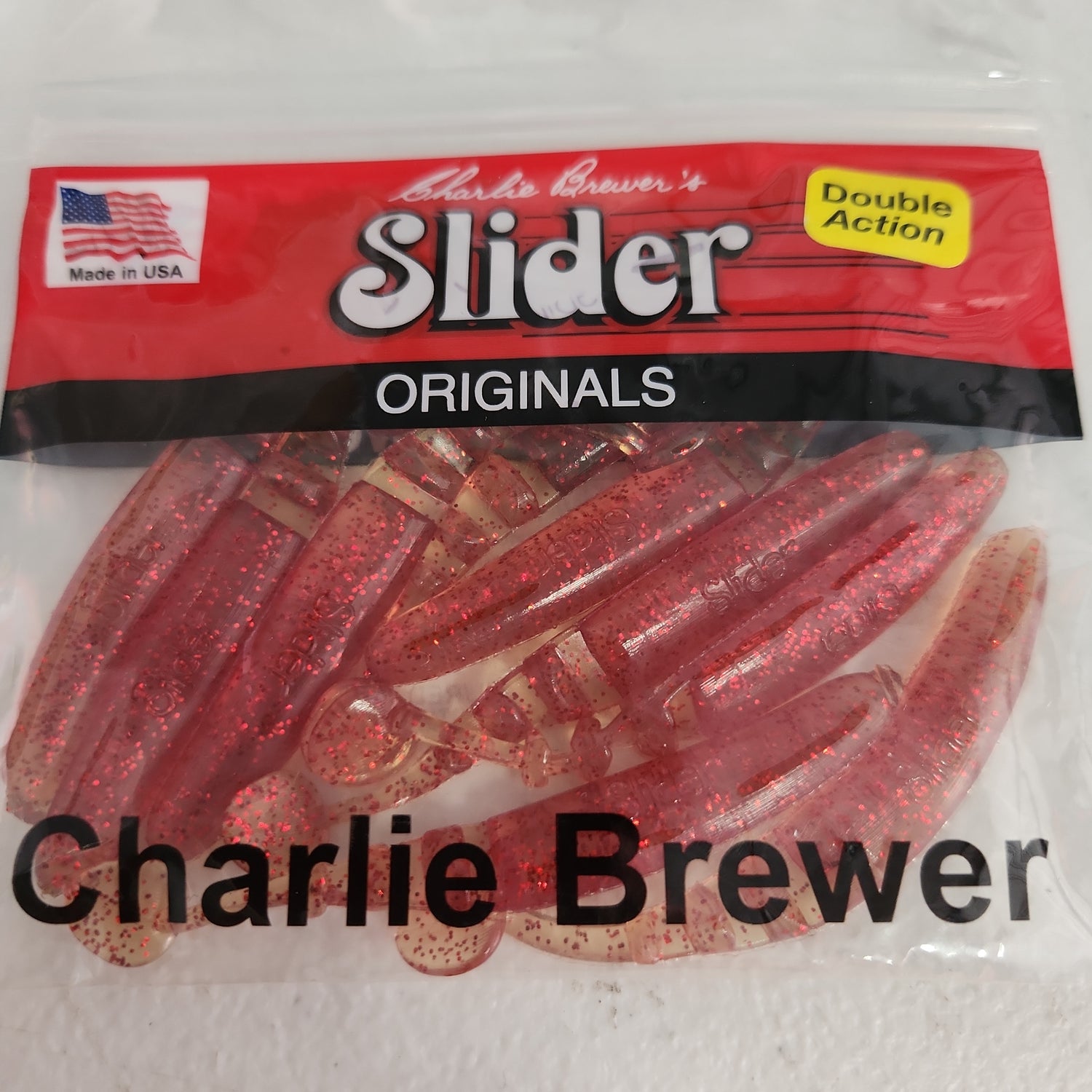 Charlie Brewer 3 Double action Grub Motor Oil/Red Glitter