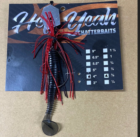 Hell Yeah Chatterbaits Black and Red  4 inch